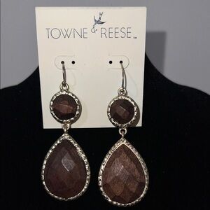 Towne & Reese Dark Brown Teardrop Earrings
